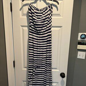 Lily Pulitzer Navy and white striped strapless maxi dress